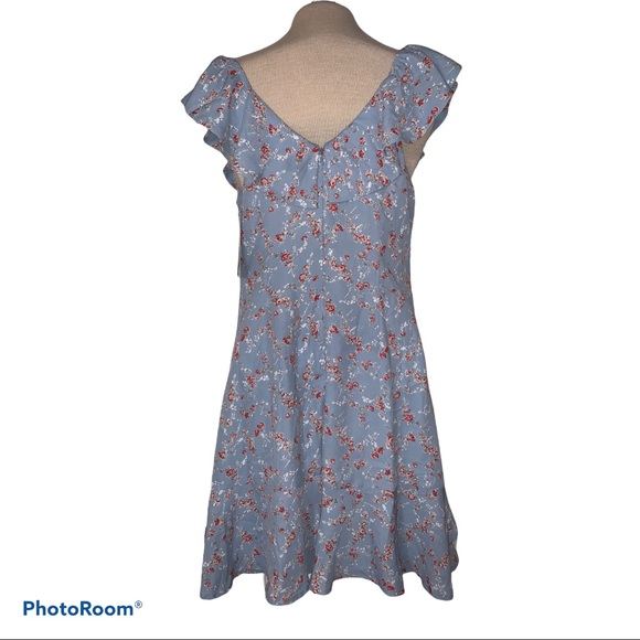 💖SALE✨Lulu’s Rosa Blue Floral Ruffled Dress - Picture 4 of 6